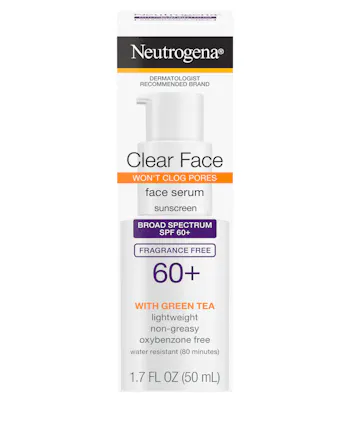 Neutrogena&reg; Clear Face Serum Sunscreen with Green Tea Broad Spectrum SPF 60+ Fragrance Free
