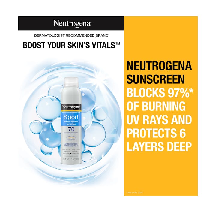 Neutrogena&reg; Sport Active Defense with Broad Spectrum SPF 70 Sunscreen Spray